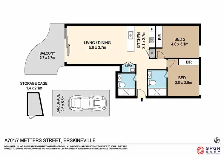 Floorplan of Homely apartment listing, 701/7 Metters St, Erskineville NSW 2043