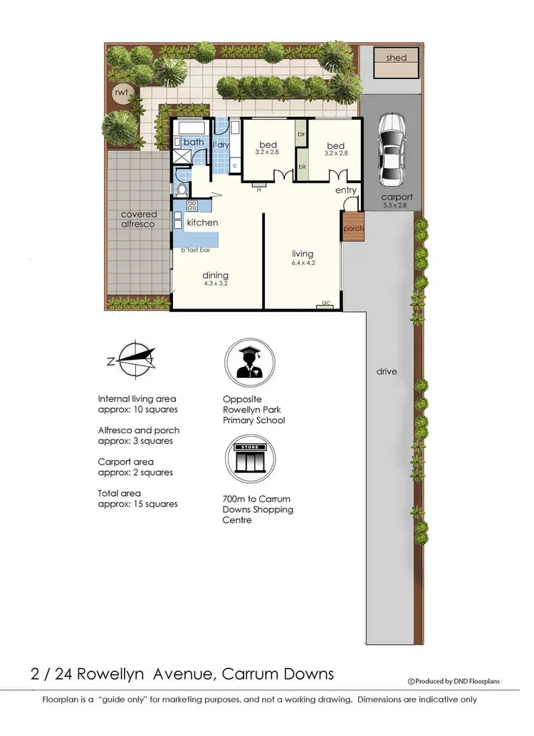 Floorplan of Homely unit listing, 2/24 Rowellyn Avenue, Carrum Downs VIC 3201