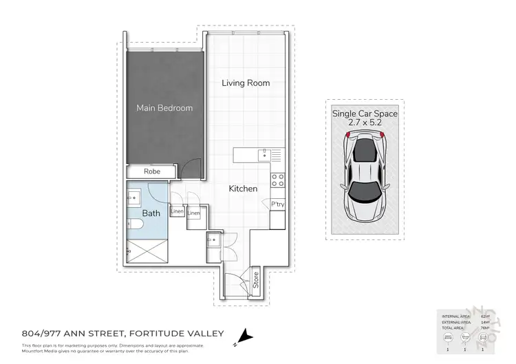 Floorplan of Homely unit listing, 804/977 Ann Street, Fortitude Valley QLD 4006