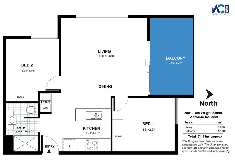 Floorplan of Homely apartment listing, 2001/156 Wright Street, Adelaide SA 5000