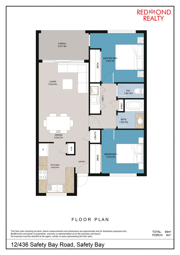 Floorplan of Homely apartment listing, 12/436 Safety Bay Road, Safety Bay WA 6169