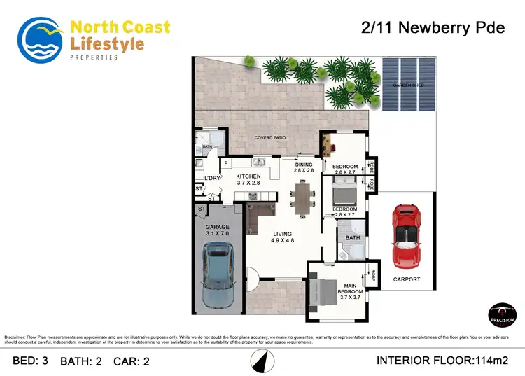 Floorplan of Homely semi-detached listing, 2/11 Newberry Parade, Brunswick Heads NSW 2483