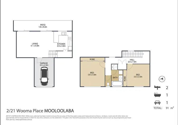 Floorplan of Homely unit listing, 2/21 Woomba Place, Mooloolaba QLD 4557