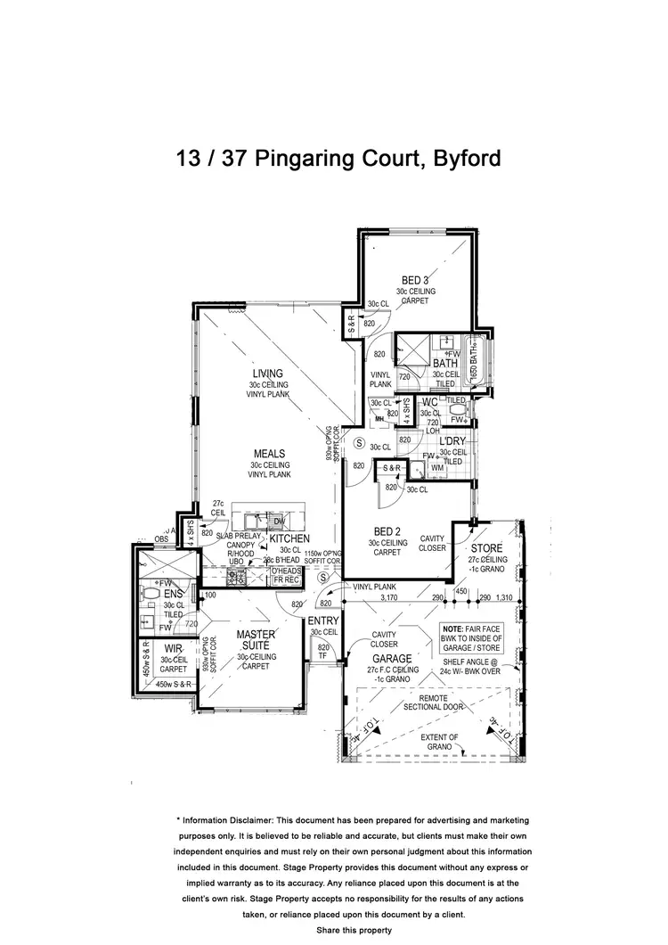 Floorplan of Homely house listing, 13/37 Pingaring Court, Byford WA 6122