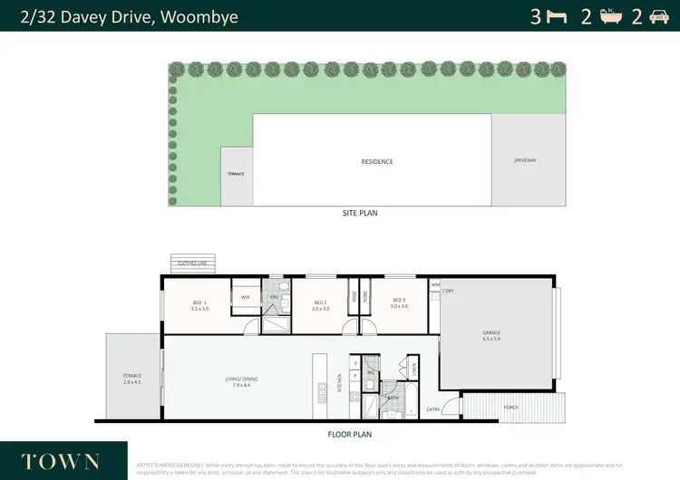 Floorplan of Homely semi-detached listing, 2/32 Davey Drive, Woombye QLD 4559