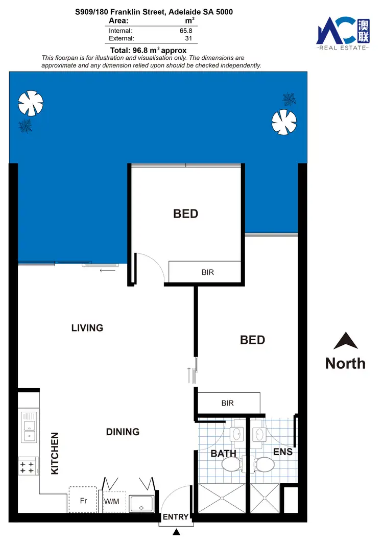 Floorplan of Homely apartment listing, S909/180 Franklin St, Adelaide SA 5000