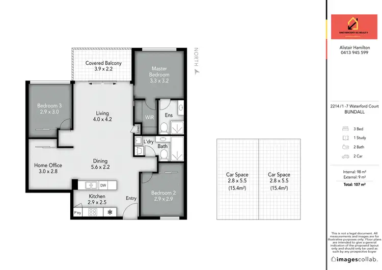 Floorplan of Homely apartment listing, 2214/1-7 Waterford Court, Bundall QLD 4217