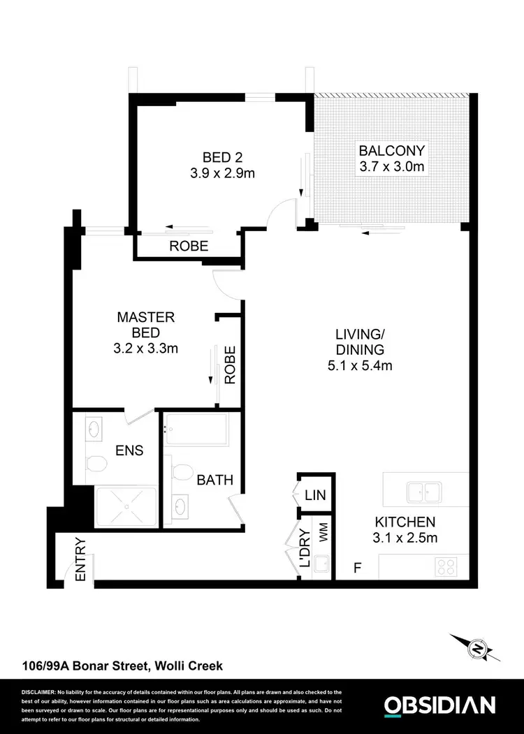 Floorplan of Homely apartment listing, 106/99a Bonar Street, Wolli Creek NSW 2205