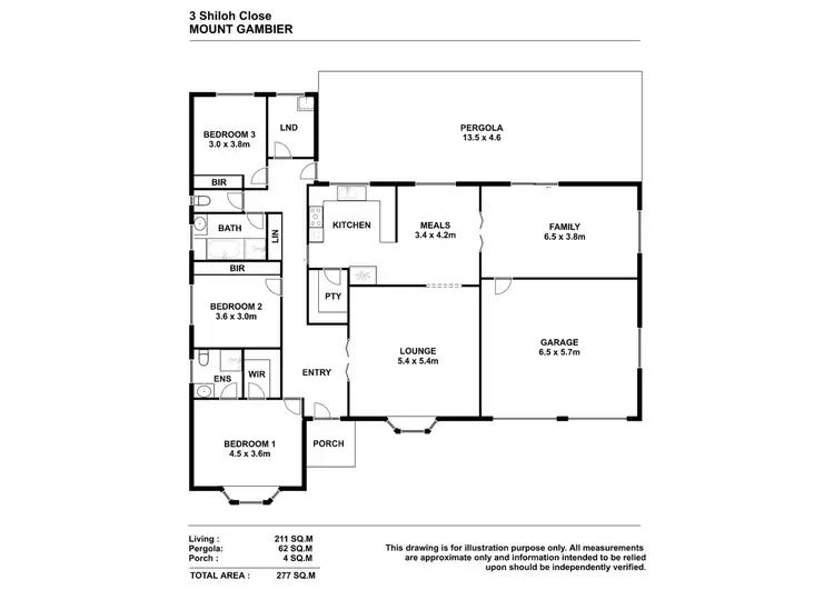 Floorplan of Homely house listing, 3 Shiloh Close, Mount Gambier SA 5290