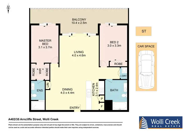 Floorplan of Homely apartment listing, A402/35 Arncliffe Street, Wolli Creek NSW 2205