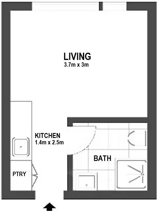 Floorplan of Homely studio listing, 13/3 Waverley Cres, Bondi Junction NSW 2022