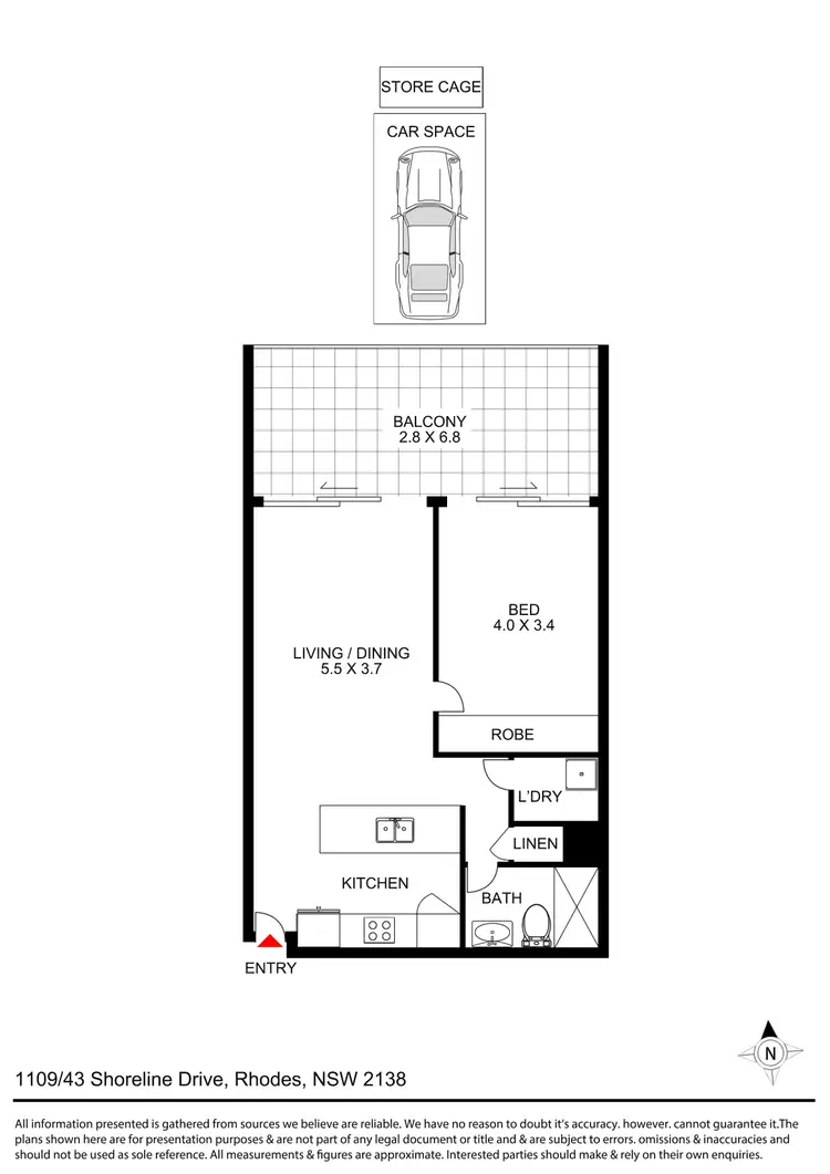 Floorplan of Homely apartment listing, 1109/43 Shoreline Drive, Rhodes NSW 2138