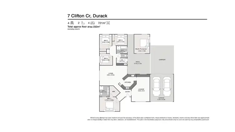 Floorplan of Homely house listing, 7 Clifton Crescent, Durack QLD 4077