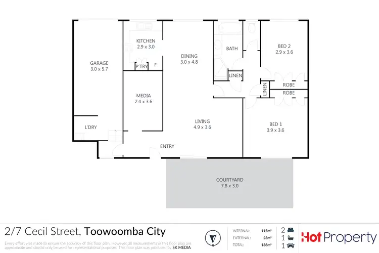 Floorplan of Homely unit listing, Unit 2/7 Cecil Street, Toowoomba City QLD 4350