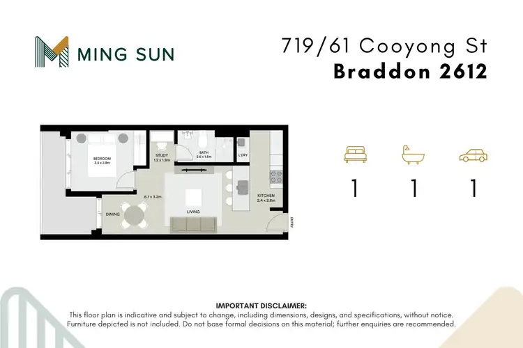 Floorplan of Homely apartment listing, 719/61 Cooyong Street, Braddon ACT 2612