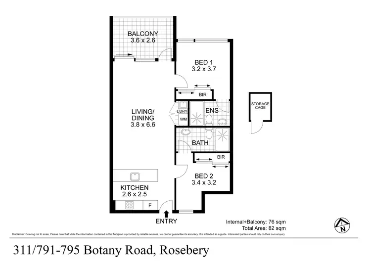 Floorplan of Homely apartment listing, 311/791 Botany Road, Rosebery NSW 2018