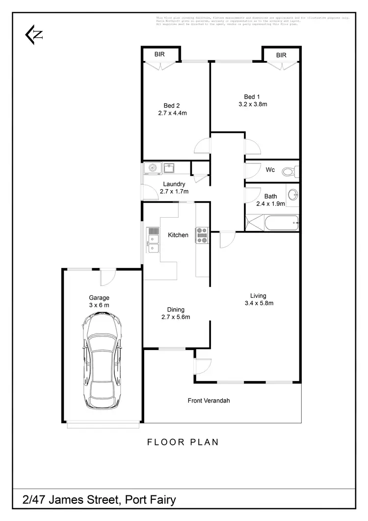 Floorplan of Homely unit listing, 2/47 James Street, Port Fairy VIC 3284
