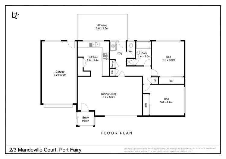 Floorplan of Homely unit listing, 2/3 Mandeville Court, Port Fairy VIC 3284