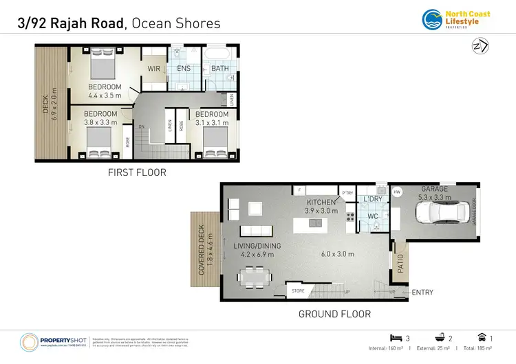 Floorplan of Homely townhouse listing, 3/92 Rajah Road, Ocean Shores NSW 2483