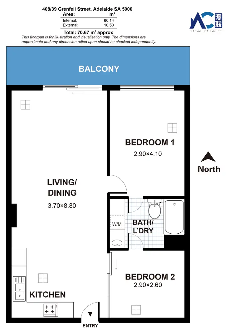 Floorplan of Homely apartment listing, 408/39 Grenfell Street, Adelaide SA 5000
