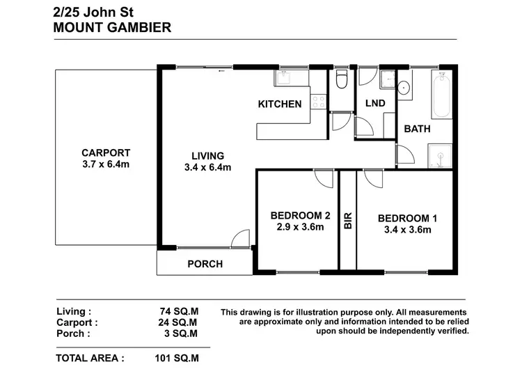 Floorplan of Homely unit listing, 2/25 John Street, Mount Gambier SA 5290