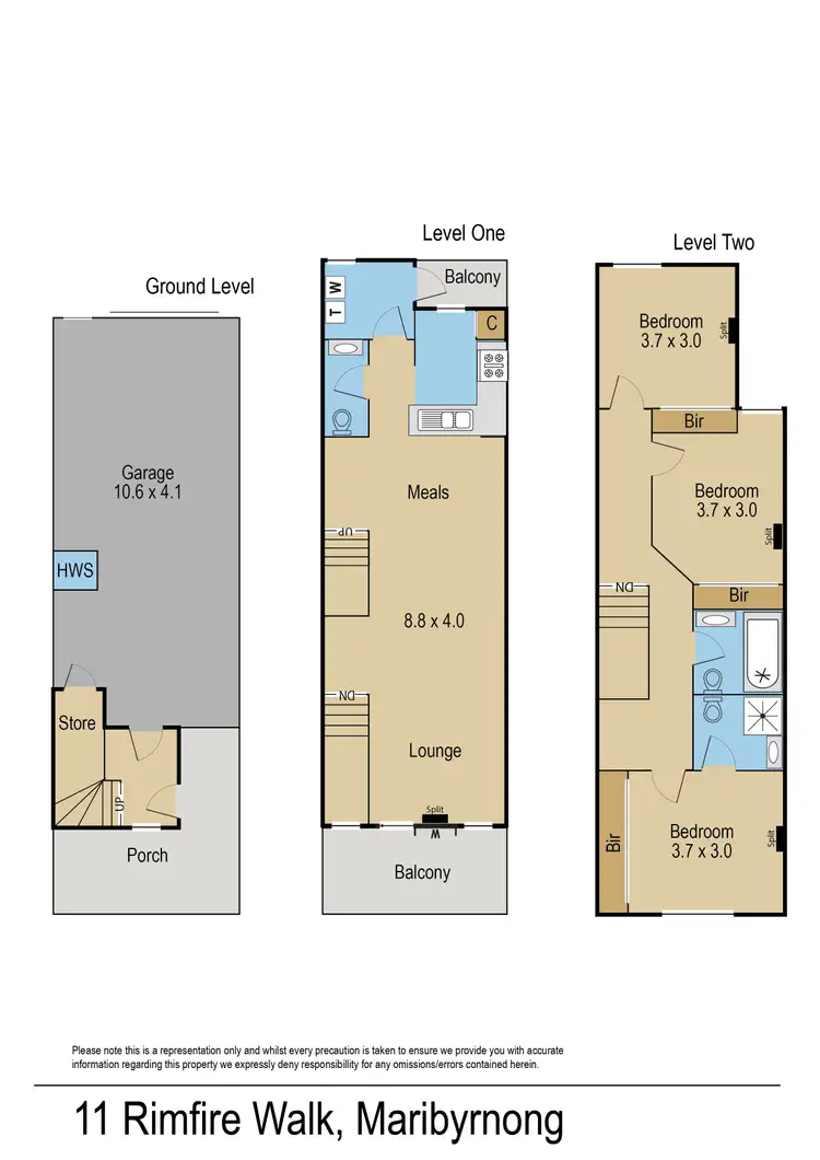 Floorplan of Homely townhouse listing, 11 Rimfire Walk, Maribyrnong VIC 3032