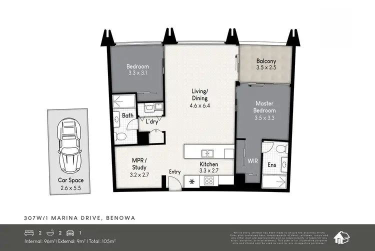 Floorplan of Homely apartment listing, 307W/1 Marina Drive, Benowa QLD 4217