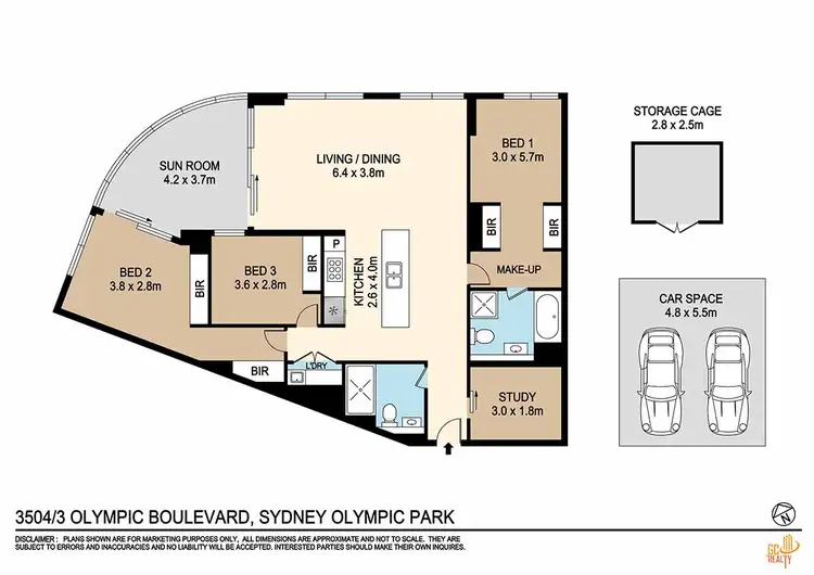 Floorplan of Homely apartment listing, 3504/3 Olympic Boulevard, Sydney Olympic Park NSW 2127