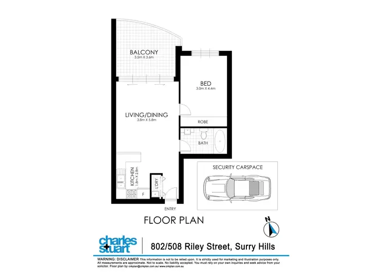 Floorplan of Homely apartment listing, 802/508-528 Riley Street, Surry Hills NSW 2010