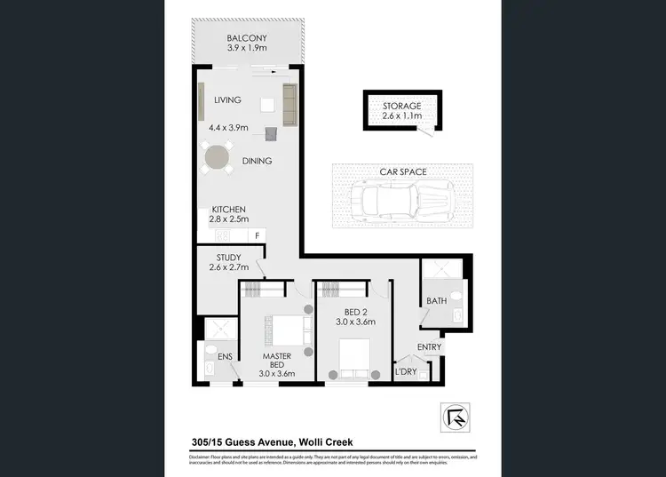 Floorplan of Homely apartment listing, 305/15 Guess Avenue, Wolli Creek NSW 2205