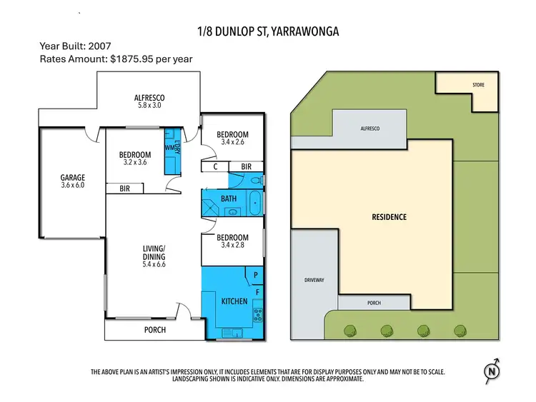 Floorplan of Homely unit listing, 1/8 Dunlop Street, Yarrawonga VIC 3730