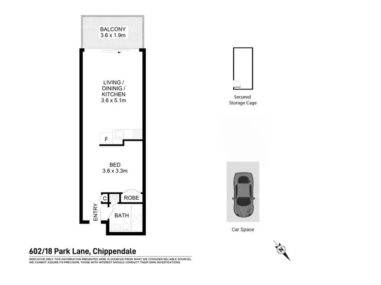 Floorplan of Homely apartment listing, 602/18 Park Lane, Chippendale NSW 2008