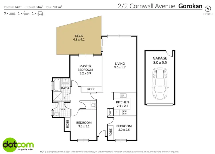 Floorplan of Homely semi-detached listing, unit 2/2 Cornwall Avenue, Gorokan NSW 2263