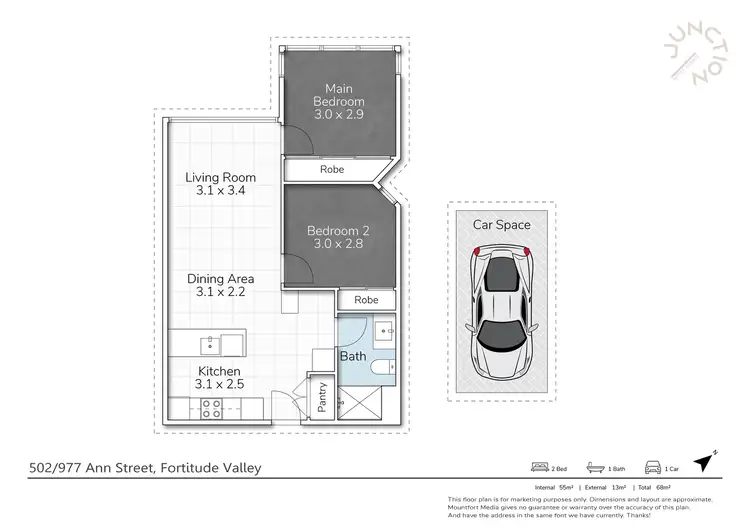 Floorplan of Homely unit listing, 502/977 Ann Street, Fortitude Valley QLD 4006