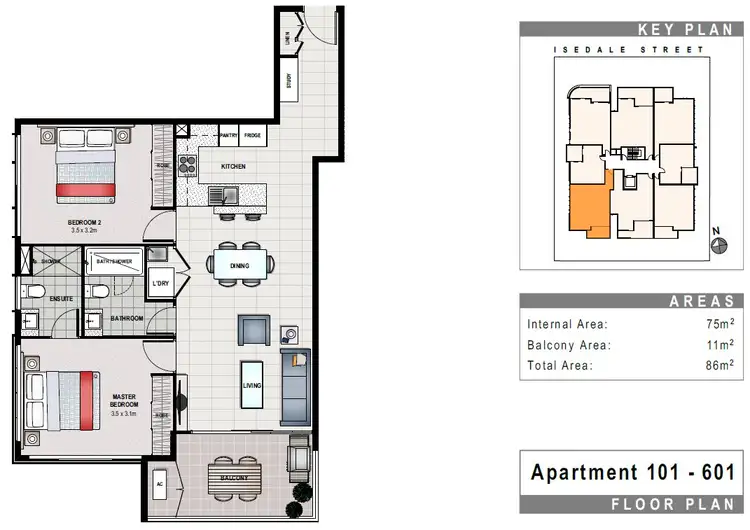 Floorplan of Homely apartment listing, 601/19 Isedale Street, Wooloowin QLD 4030