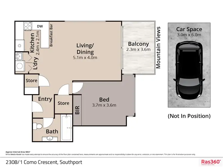 Floorplan of Homely unit listing, 2308/1 Como Crescent, Southport QLD 4215