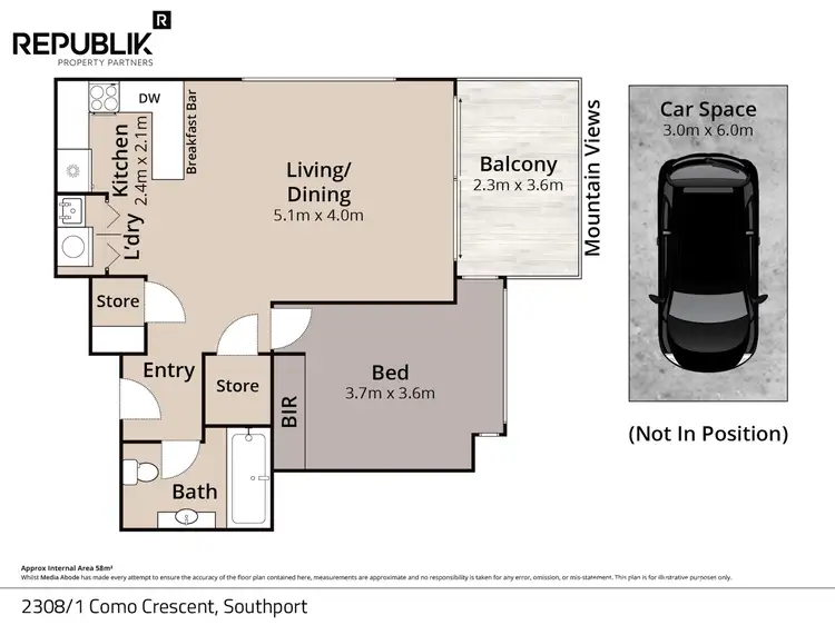 Floorplan of Homely unit listing, 2308/1 Como Crescent, Southport QLD 4215