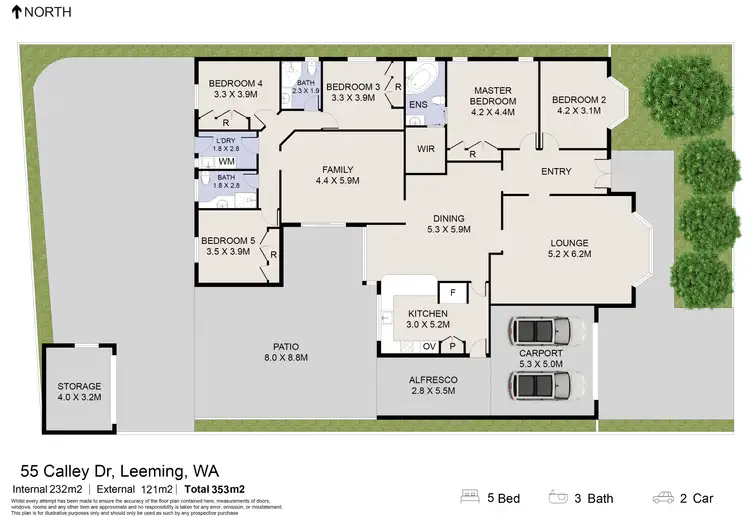 Floorplan of Homely house listing, 55 Calley Drive, Leeming WA 6149