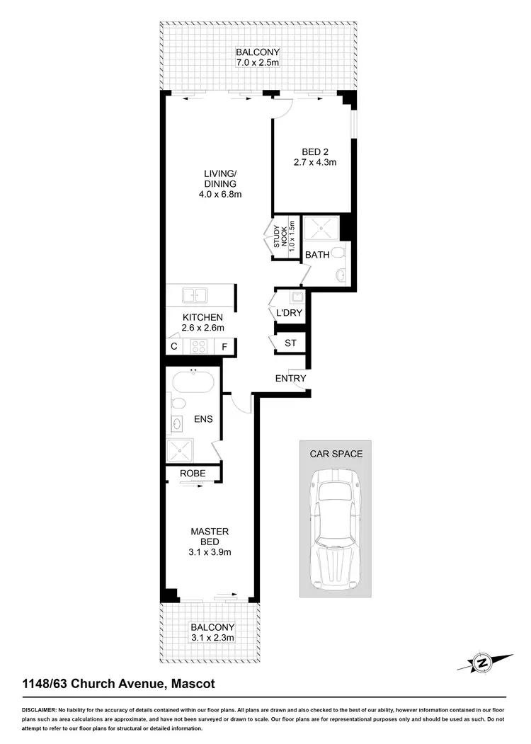 Floorplan of Homely apartment listing, 1148/63 Church Avenue, Mascot NSW 2020