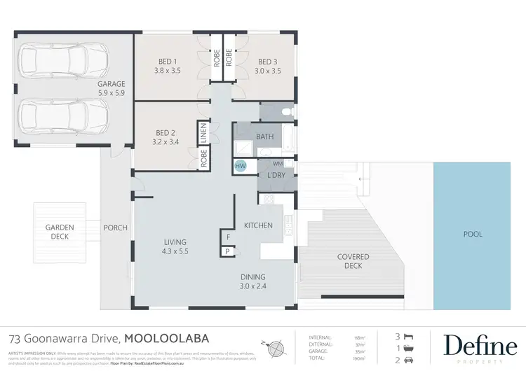 Floorplan of Homely house listing, 73 Goonawarra Drive, Mooloolaba QLD 4557