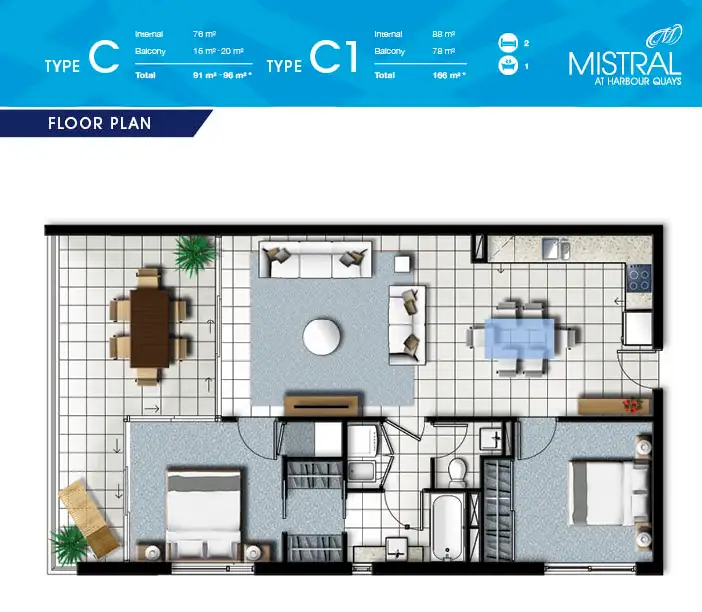 Floorplan of Homely apartment listing, 309/2 East Quay Drive, Biggera Waters QLD 4216