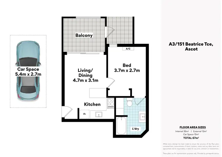 Floorplan of Homely unit listing, A3/151 Beatrice Terrace, Ascot QLD 4007