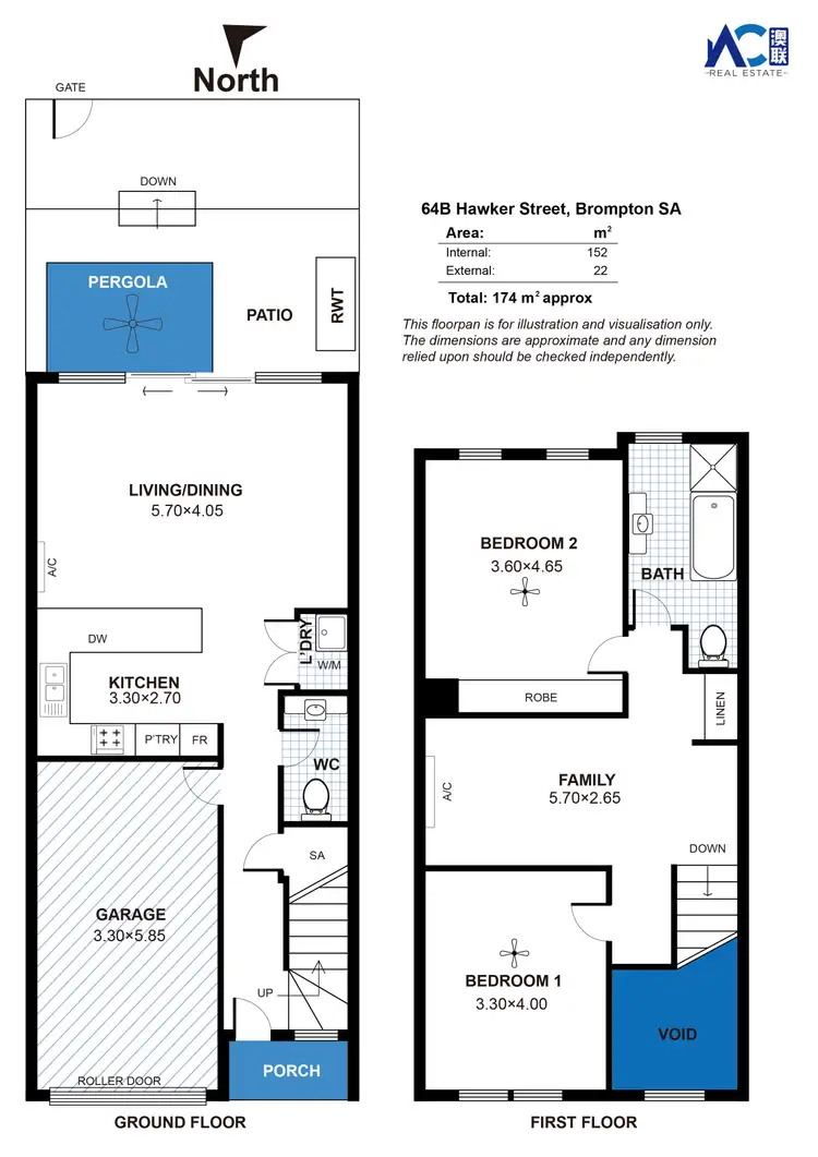 Floorplan of Homely townhouse listing, 64B Hawker Street, Brompton SA 5007