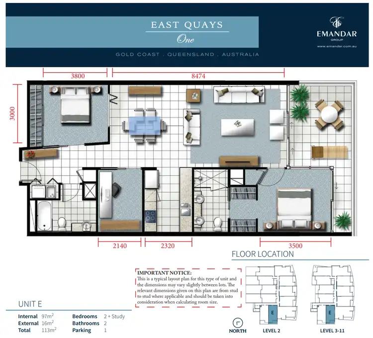 Floorplan of Homely apartment listing, 1302/25 East Quay Drive, Biggera Waters QLD 4216