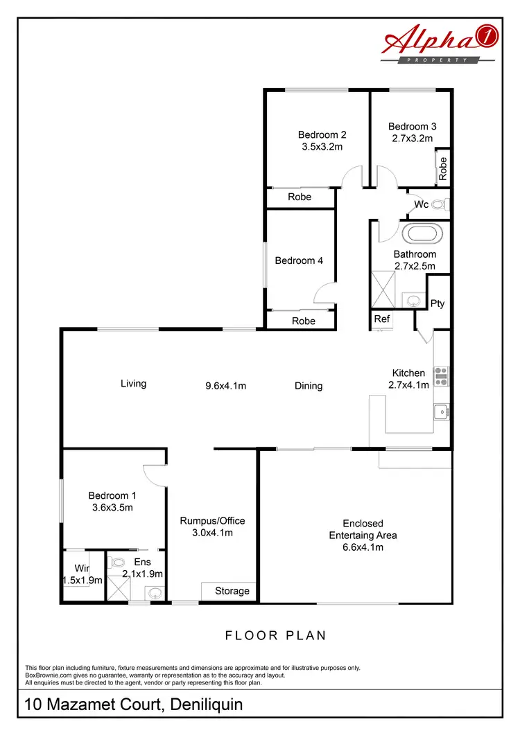Floorplan of Homely house listing, 10 Mazamet Court, Deniliquin NSW 2710