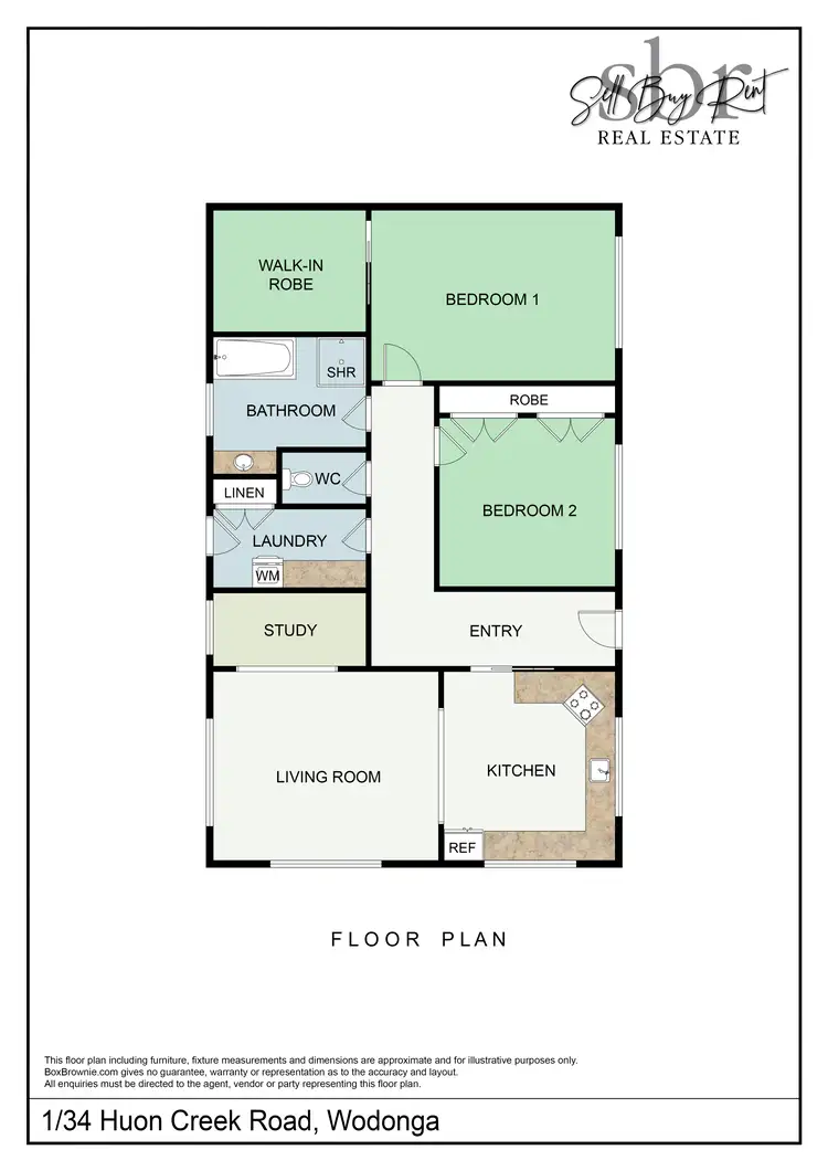 Floorplan of Homely unit listing, 1/34 HUON CREEK ROAD, Wodonga VIC 3690