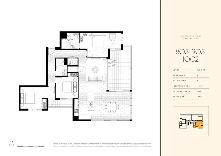 Floorplan of Homely apartment listing, 3Bed/12 Shirley Street, Carlingford NSW 2118