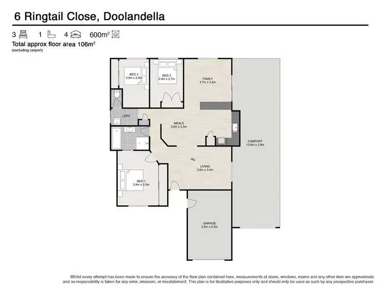 Floorplan of Homely house listing, 6 Ringtail Close, Doolandella QLD 4077