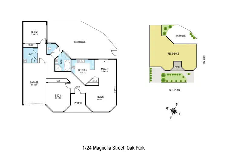 Floorplan of Homely villa listing, 1/24 Magnolia Street, Oak Park VIC 3046