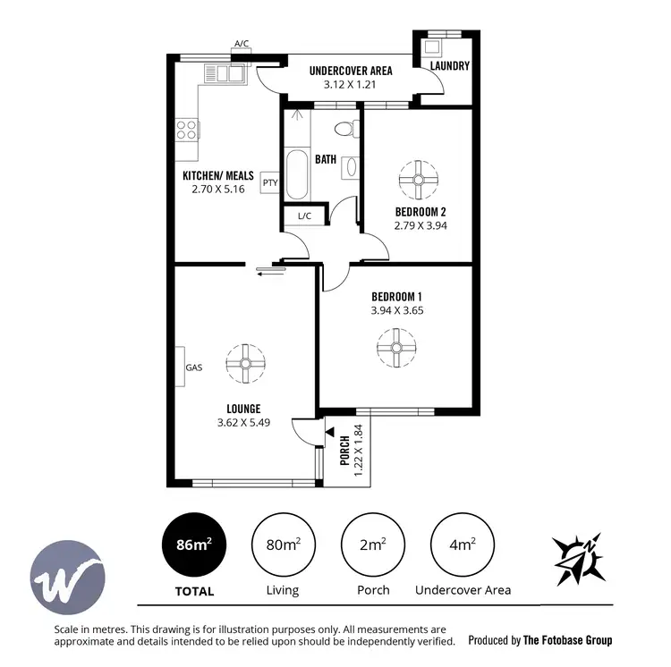 Floorplan of Homely unit listing, 2/1 Hazel Terrace, Henley Beach South SA 5022